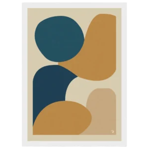 Affiche arches géométriques abstraites ocre et bleu – Onda Studio