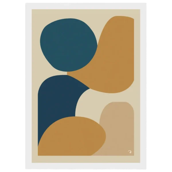 Affiche arches géométriques abstraites ocre et bleu – Onda Studio