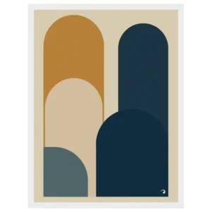 Affiche abstraite formes organiques bleu et ocre – Onda Studio