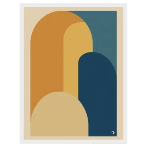 Affiche abstraite arches jaunes et bleues – Onda Studio, décoration murale moderne