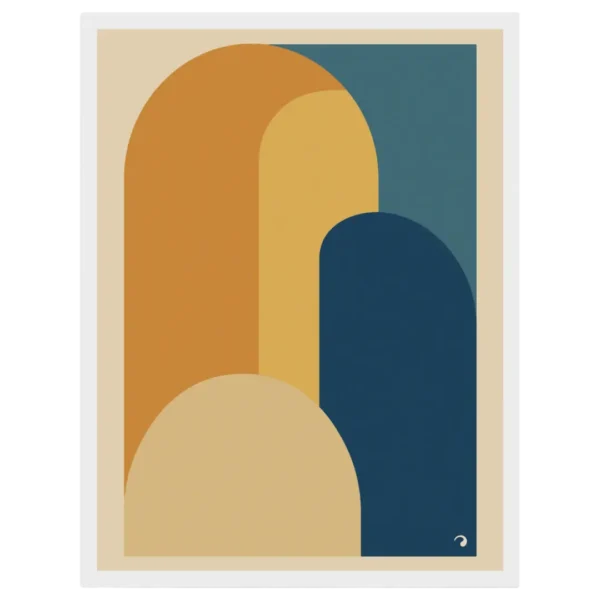 Affiche abstraite arches jaunes et bleues – Onda Studio, décoration murale moderne