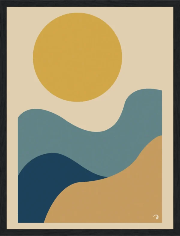 Soleil et vagues abstraites colorées